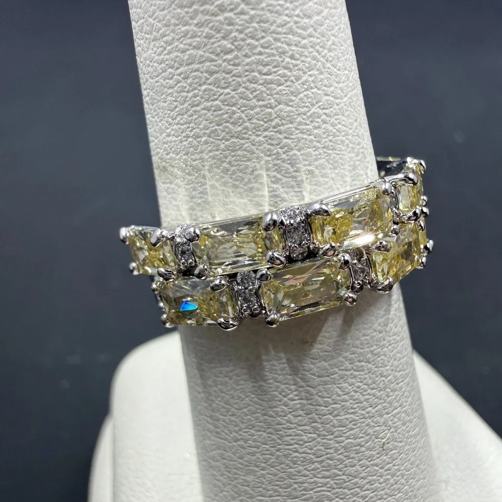 Bomb Party Linked in Love‎ Size 6 Ring Lemon CZ RBP5943 Rhodium Plated